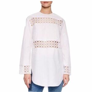 Sandro Cotton Eyelet Chairman Blouse in Ecru - New with Tag